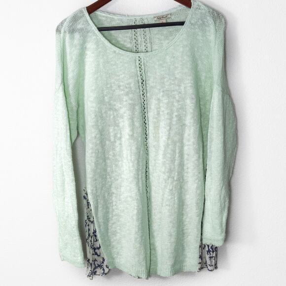 Lucky Brand Mixed Knit Sweater Mint Green Size L Y2K Colorful - Picture 1 of 11